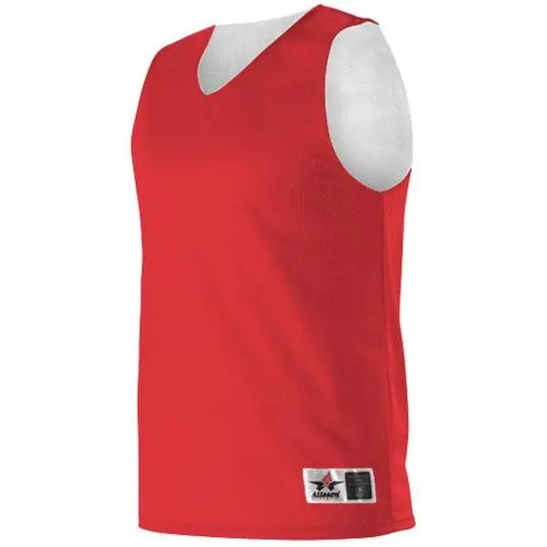 Alleson Athletic Youth Fit Reversible Basketball Jersey - Sleeveless Shirt, Breathable Mesh, Lightweight Fabric, Red & 2-Color Option, Two Colors