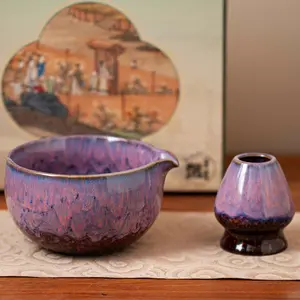 Middle Eastern Matcha Bowl, Ceramic Dessert Bowl Tea Set, High Temperature Resistant, Easy Clean, Vintage Style, Blogger Same Model