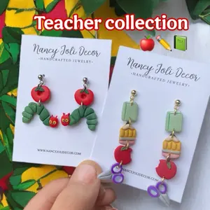Teacher earrings very hungry Catapillar jewelry book back to school earrings polymer clay earrings lightweight hypoallergenic