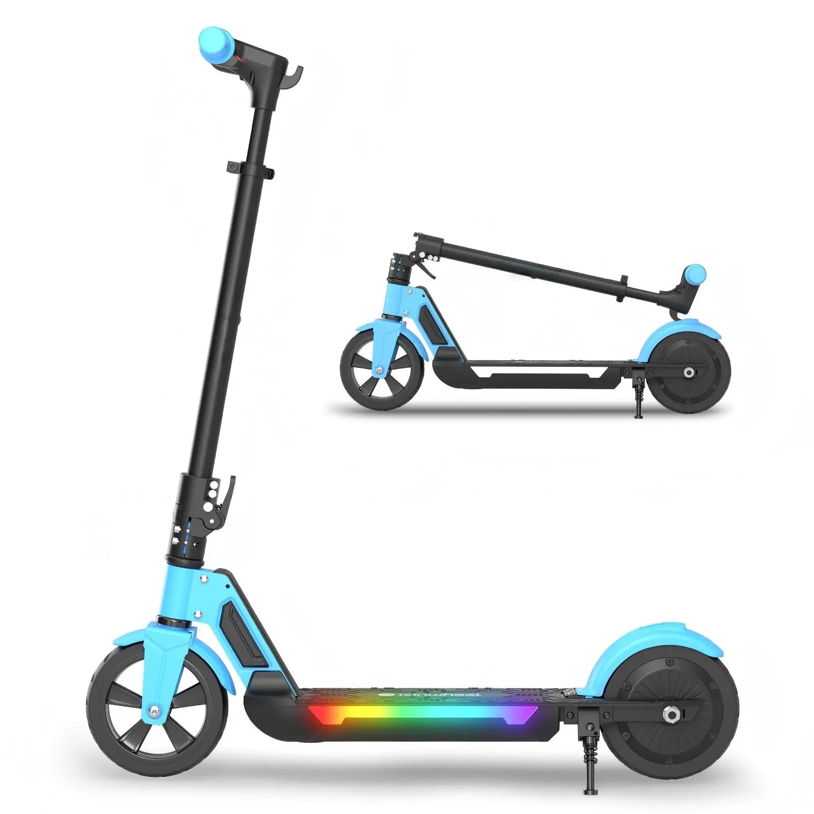 【Kids Want It!】Electric Scooter for Kids Ages 6-12,150W Kids Electric Scooter with Adjustable Speed and Height, Colorful Lights, Double Brake