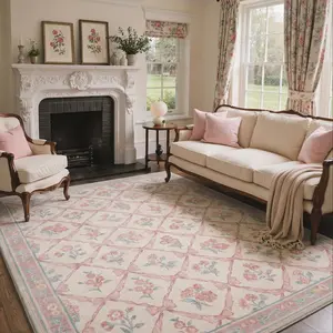 Area Rugs for Living Room，Soft Machine Washable Rug，Cute Floral Carpet with Non Slip Backing for Dining Room Girls Room Nursery Room and Kids Room or Playroom