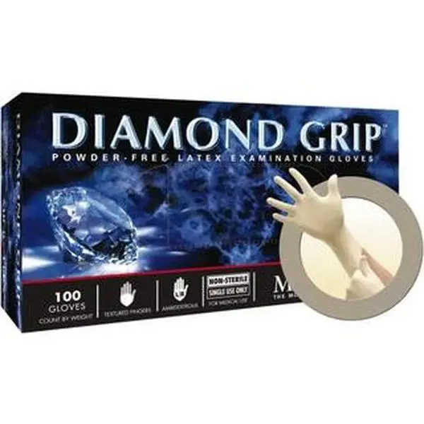 MICROFLEX MF-300-S Small Disposable Latex Gloves, 7 mil Thick, 9.5 in/245 mm Long, Medical Grade, Powder Free, Natural Color, Textured Beaded Rolled Cuffs, FDA Approved, Ambidextrous, 100 per Pack, Home Cleaning Gloves