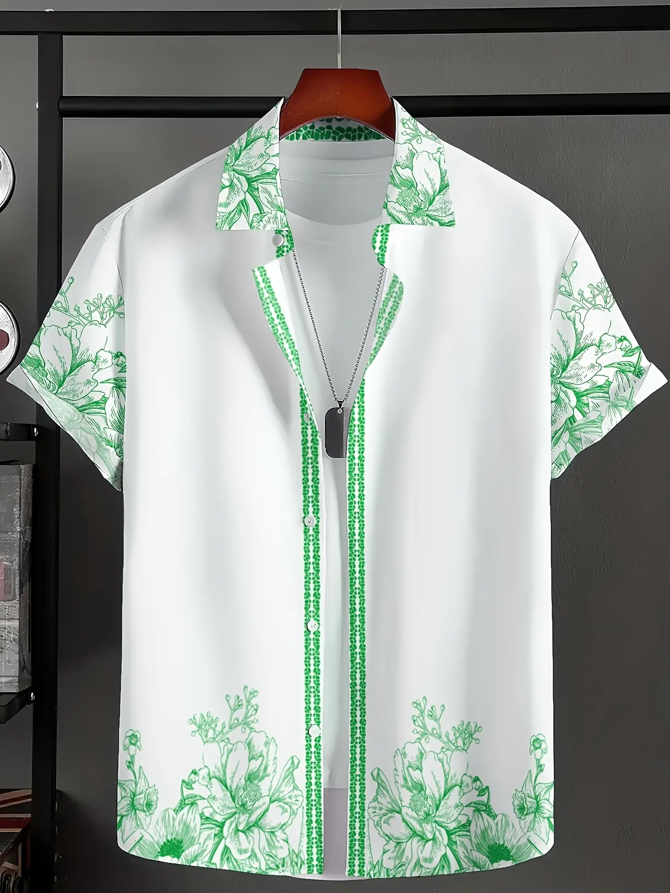 Vintage pattern print Tropical men's casual comfortable short-sleeved shirt Floral Collared Casual Button Shirt Casual Summer Fashion Shirt