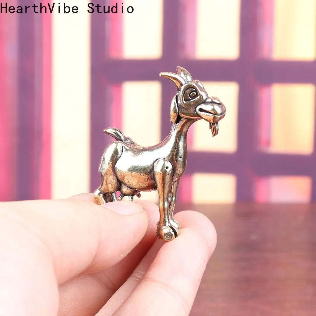 Vintage Brass Goat Shape Figurine - Mini Unisex Collectible Statue, Cute Desktop Decoration, Home Office Desktop Decor, Collectible Figurines, Decorative, Figurines, Statues & Bobbleheads