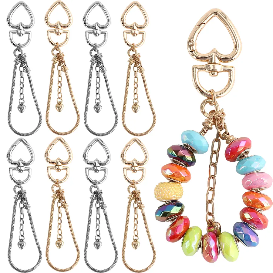A 20-piece heart-shaped blank beaded keychain set, a DIY handmade accessory for women, suitable for keychains and bag hangers