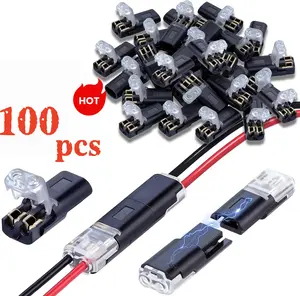 Universal 2 Pin Locking Buckle LED Strip Connectors Double Wire Low Voltage Fast Plug for LED Lights & Automotive Electrical Use