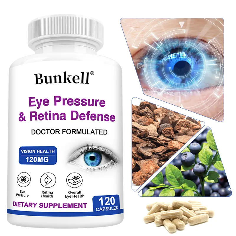 Bunkell Vision Health Supplement - with Bilberry & Pine Bark Extract for Eye Fatigue Relief, 120 Capsules