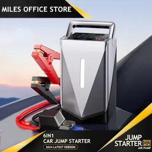 6 IN1 12000Mah Portable Car Jump Starter With Vacuum Extraction Air Compressor, 150PSI Car Battery Jump Starter Battery Pack (7.5L Gas/5L Diesel), 12V Car Jump Box Car Battery Jumper Starter, Large LCD Display, 3 Lights