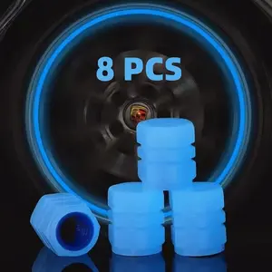 8PCS Fluorescent Glow-in-the-Dark Tire Valve Caps, Threaded Dust Protection Auto Parts Accessories, Secure-Fit Vehicle Accessories, Car Decor for Vehicles & Bicycles