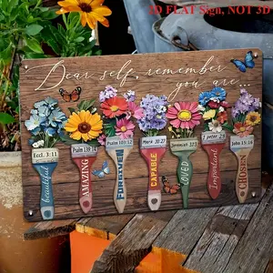 Dear Self Remember You Are Bible Verse Floral Metal Sign Vintage Christian Wall Art Decor for Home Office Church Inspirational Faith Based Gift for Women Men Rustic Religious Home Decor Inspirational Gift Idea