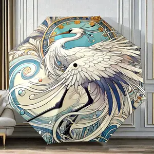 Innovative design folding umbrella with a creative crane pattern. This umbrella is suitable as a birthday gift, for various holidays, travel, and gifting.