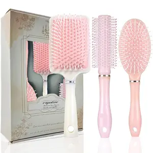 Mermaid Princess Air Cushion Comb Set, Anti-Static Dry Wet Use, Massage Scalp Brush, Pearl Color, Three-Piece Kit, Style