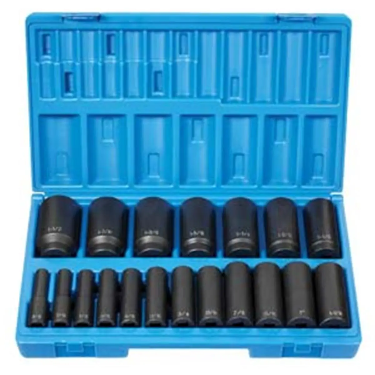 212 MAIN Top Quality 19-Piece 1/2-Inch Drive Socket Set - 12-Point Fractional Size Sockets (3/8'' to 1-1/2''), Deep & Shallow Design for Cycling Maintenance Work
