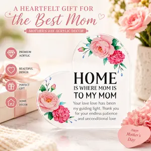 Thickened 1.5cm Heart Shaped "I Love You, Mom" Acrylic Block – Mother's Day Gift from Daughter/Son. Birthday, Christmas Decor for Moms. Clear Heart Keepsake for Mother.