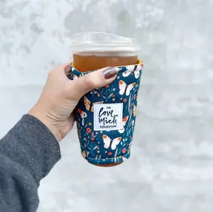 Teal Butterflies - Coffee Cozy - Drink Sleeve