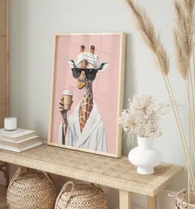 [Sale Off Up To 57%] [No Frame] Printable Wellness Giraffe Wall Poster Art, Funny Animal Posters, Colorful Trendy Kitchen Bathroom Decor, Pink Animal Posters, Coffee Picture Bathroom Office