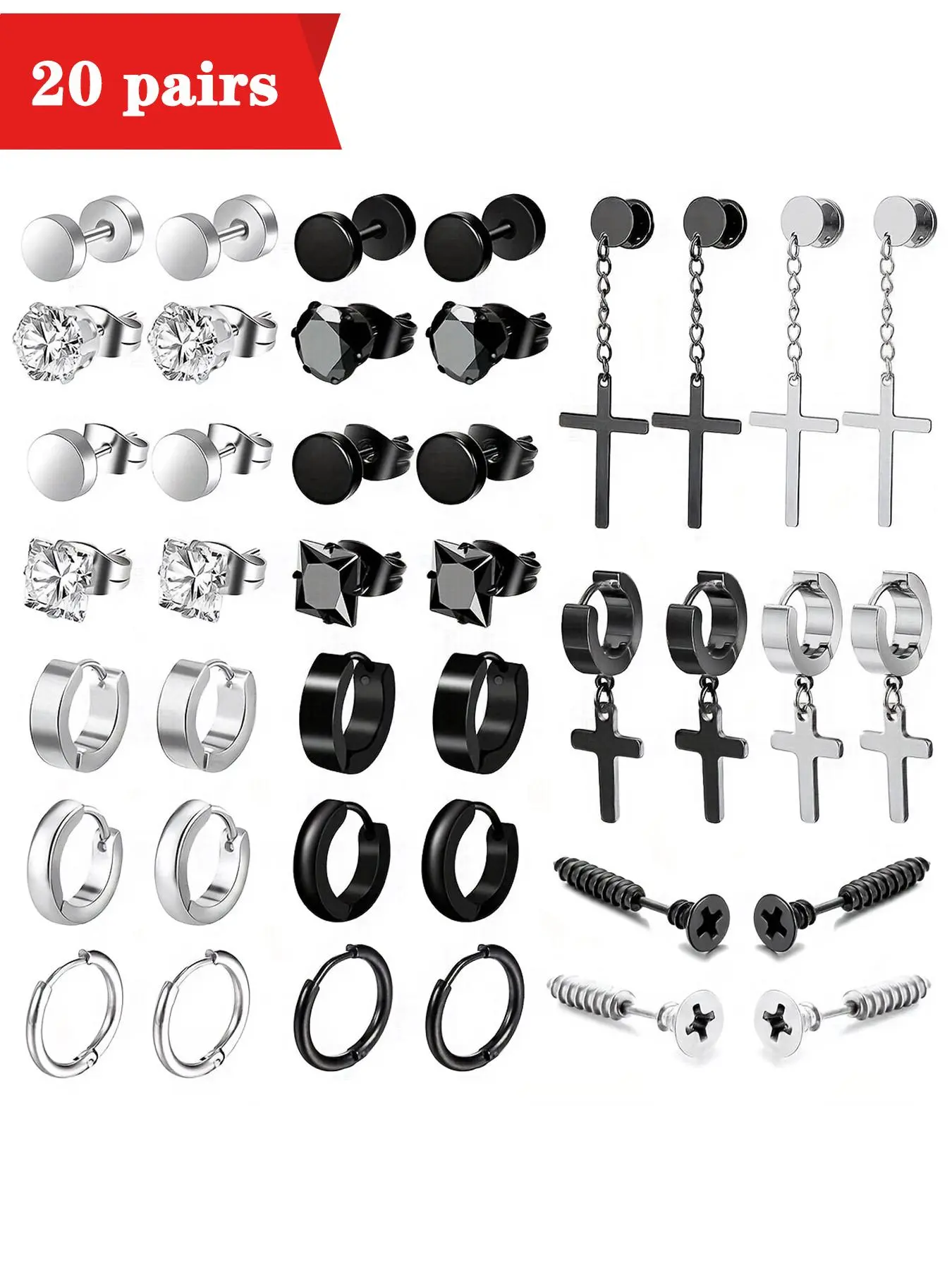 Stainless Steel Earrings Set, Stud Earring Jewelry, Earrings Studs, High Quality Earrings, Fashion Jewelry for Party, Daily Clothing Decor, Trendy All-match & Exquisite Jewelry for Birthday Gift