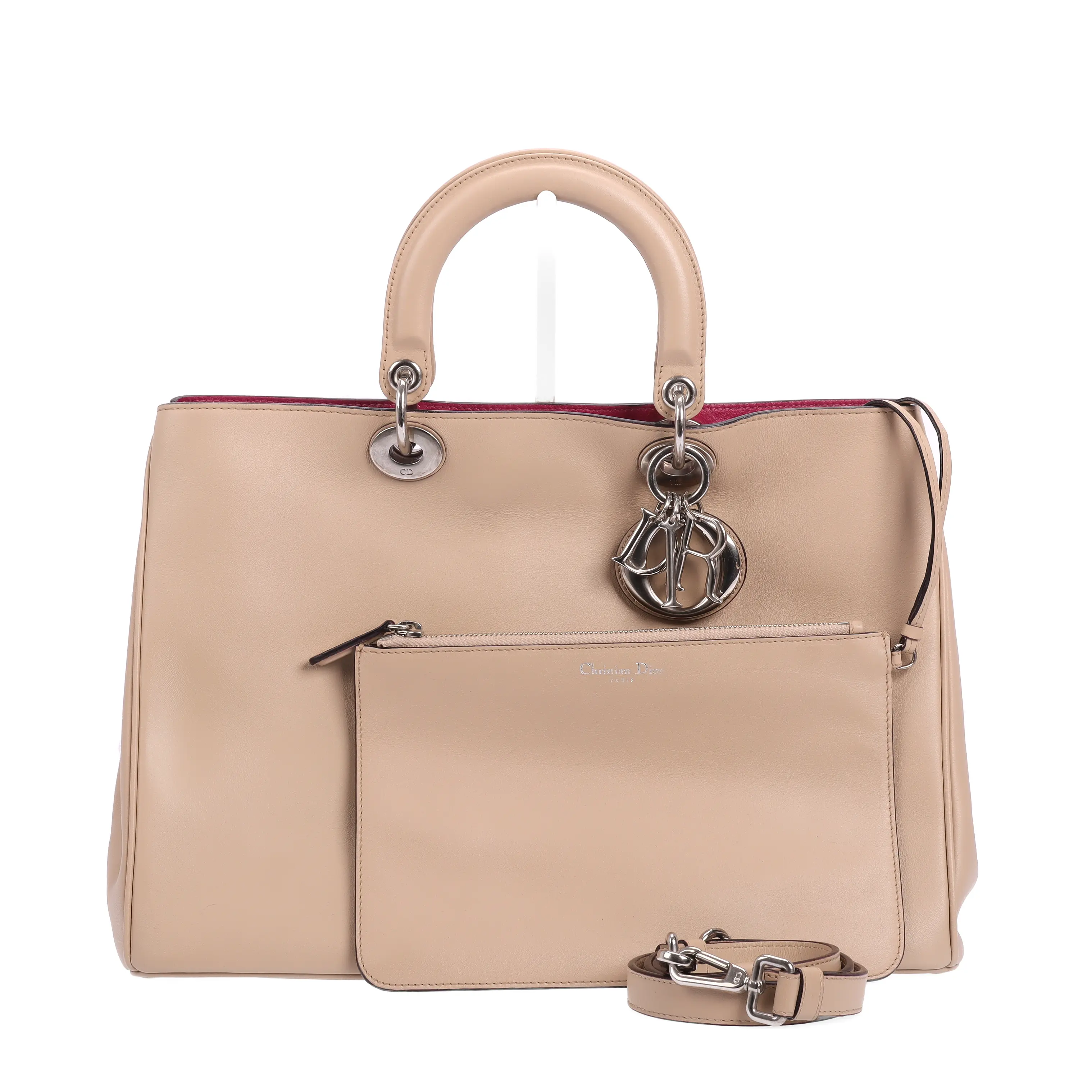 Pre-owned Dior Calfskin Shoulder bags Diorissimo Beige 96339743