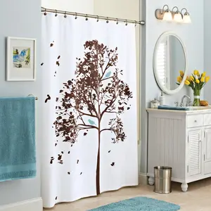 Farley Tree Design Fabric Shower Curtain, 72" x 72", Brown, Better Homes & Gardens