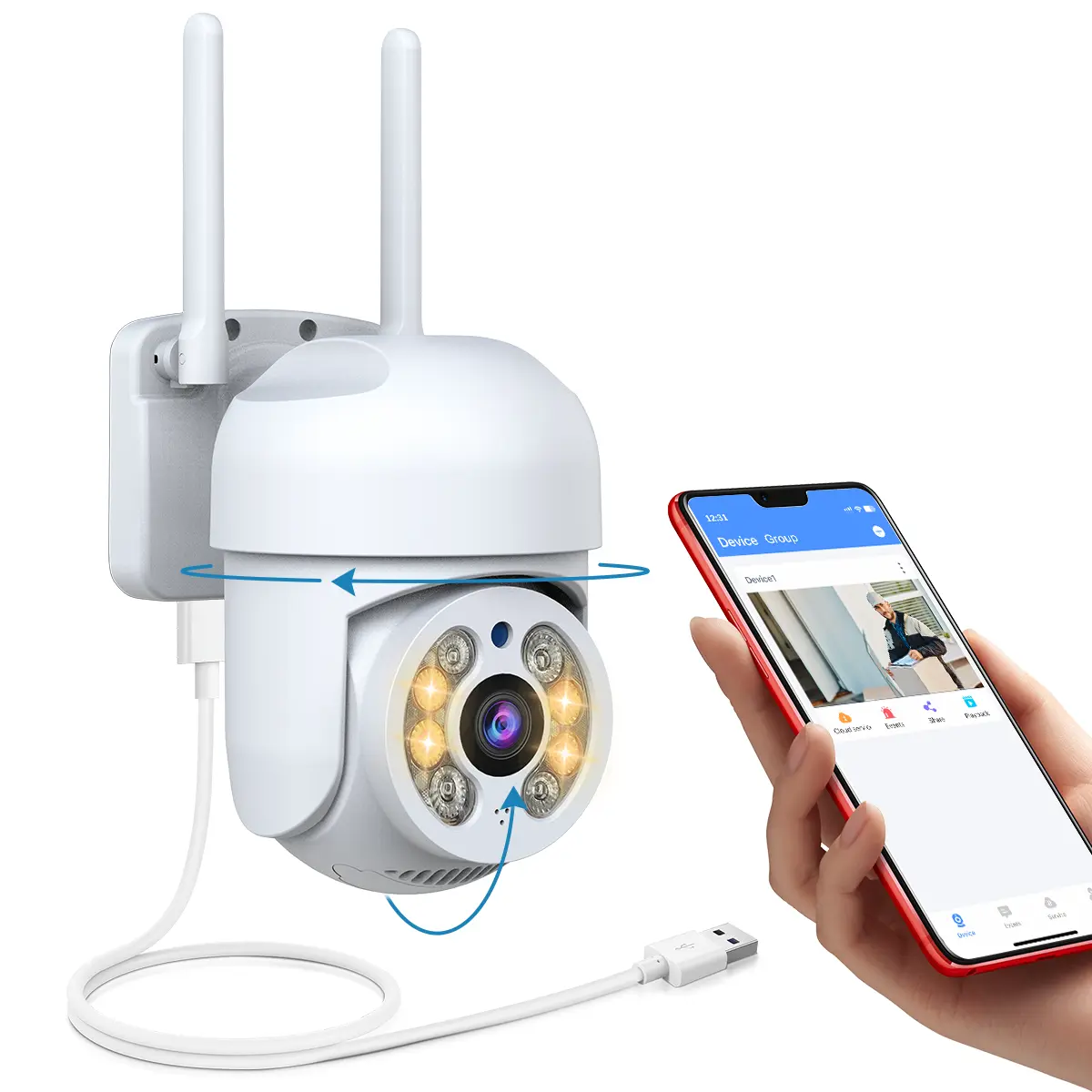 Portable Wireless Outdoor Security Camera - 4MP Weatherproof IP65 Waterproof Video Surveillance with Night Vision, Motion Detection, 2-Way Audio, Cloud Storage Monitor Protection, Wireless Outdoor Cameras