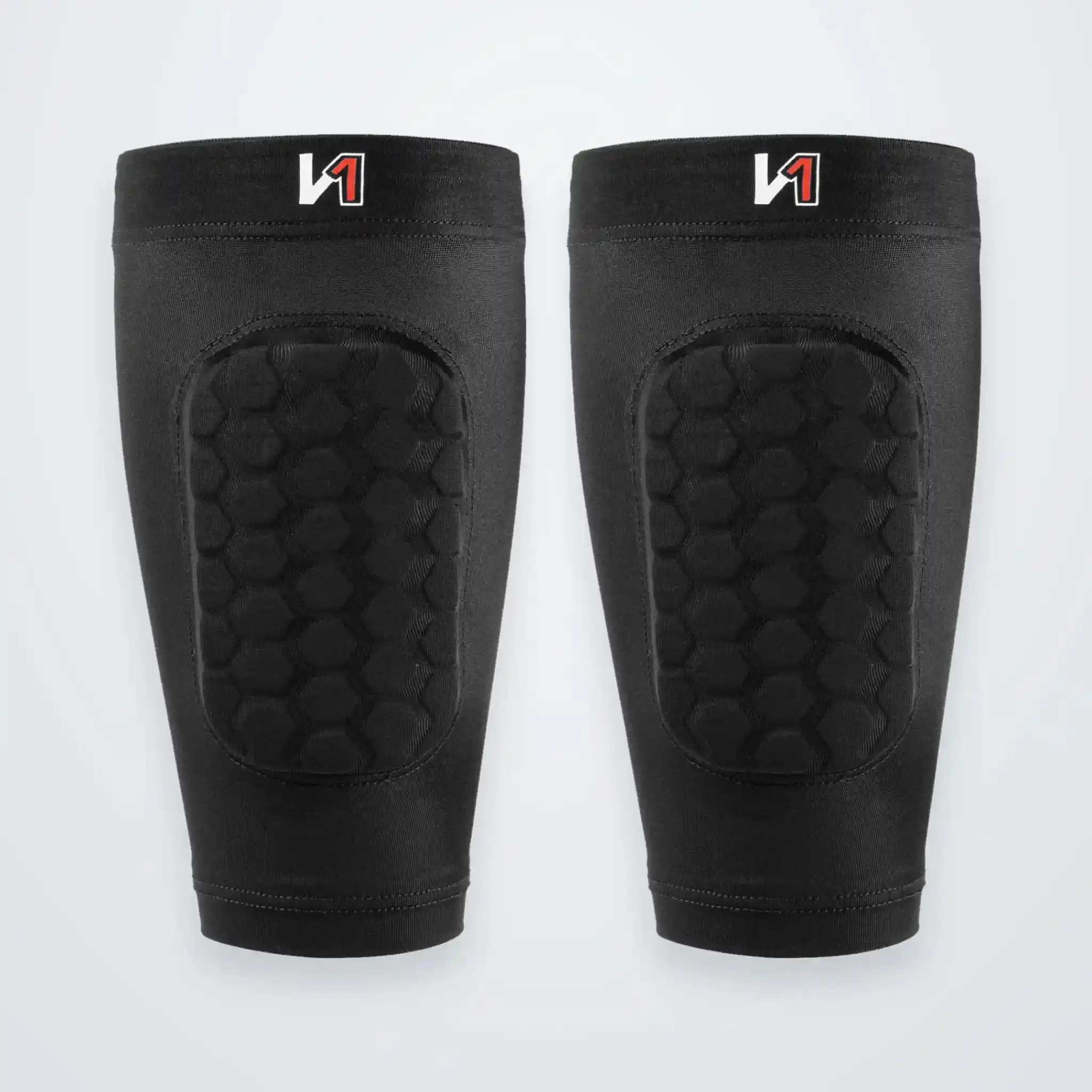 Football Spandex Shin Pad Sleeves, Full-Sleeve Design with Built-In Guard and Padding for Ball Sports