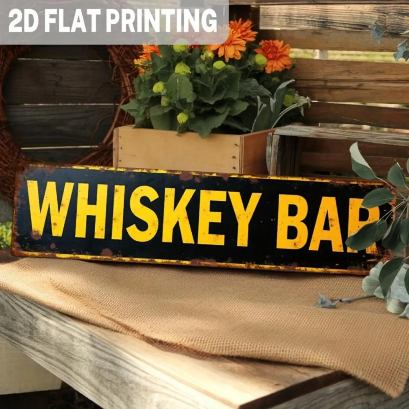 1PC Vintage Whiskey Bar Metal Sign, Decorative Plaque Sign - Industrial Style WHISKEY BAB Decoration, Black and Yellow Retro Design - Metal Wall Art, Wall Metal Plaque, Suitable for Man Cave, Home Bar - Indoor and Outdoor Decoration (9.98x 39.98cm )
