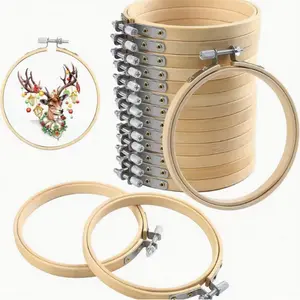 16pcs 4Inch Wooden Embroidery Hoop Set Adjustable, Natural Material Ideal for Cross Stitch, Arts Crafts, Christmas Decor