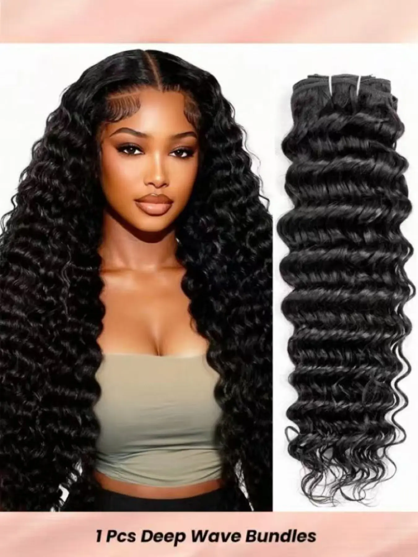 Deep Wave Hair Bundle, Real Human Hair Curl Weave, Single Strand Brazilian Hair Extension, Women's Natural 45g, Stylish & Versatile, Curly Hair Extensions