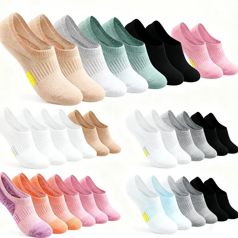 6/10/20/24 Pairs No Show Invisible Socks Solid Women Boat Socks, Simple & Breathable Men Ankle Socks, Women's Stockings&Black Low Tube Short Socks Suitable For Running, Hiking, Sporting, Leisure Wear