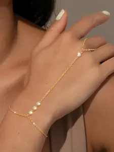 Elegant Finger Chain - Stainless Steel Wrist with Rhinestones Charming Hand Chain Stackable Cuff Bracelets Cuff Bangle Fashionable Bangle for Women & Girls. Perfect for Wedding Jewelry, Daily Wear Anniversary Valentine's Day Gift