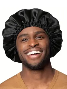 Solid Color Ruched Design Night Cap, Soft Lightweight Sleeping Cap for Men & Women, Silk Bonnet for Sleeping