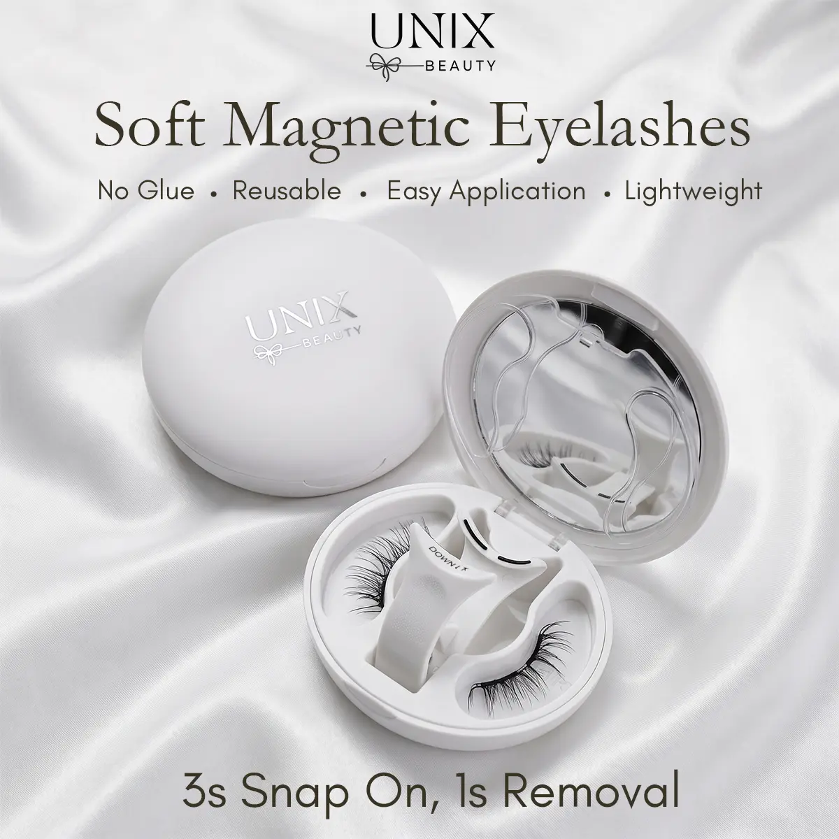 New Unix Beauty All-in-1 Soft Magnetic False Eyelash Cluster Set, Lightweight Reusable Waterproof No-Glue Makeup Cosmetic, Perfect Gift for Girlfriends
