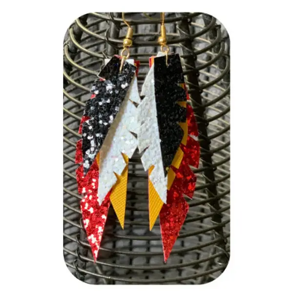 Chiefs Inspired 4 Feather Earrings