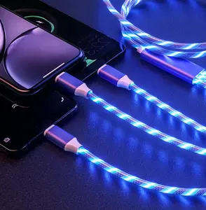 3-in-1 Glowing LED Light Charging Cable, Universal Fit Multi-Device Charger for Mobile Phones – Compatible with iPhone 17, iPad, iPhone, Type-C, Micro USB, Samsung Galaxy, Xperia, Android Smartphones