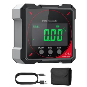 4 * 90°digital Angle Finder 4-side Strong Magnetic Digital Protractor With Lcd Display  Type-c Rechargeable Level Box Ip54 Waterproof Measuring Tool For Woodworking Construction And Diy