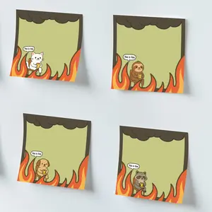 4pcs Funny "This is Fine" Sticky Notes 3x3 Inch 50 Sheets Funny Office Note Pads Adhesive Funny Sticky Notes for School Office Home Supplies Students Teachers Gift, Funny Stickers, Self Adhesive Stickers