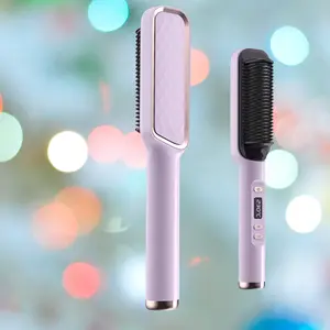 women's straight hair comb, 5 temperature settings, PTC heating technology, liquid crystal display, dual-voltage comfortable curly-free modeling tool, negative ion straight hair brush, conair curlingiron remington barrelcurlingwand instyler brush ty mo