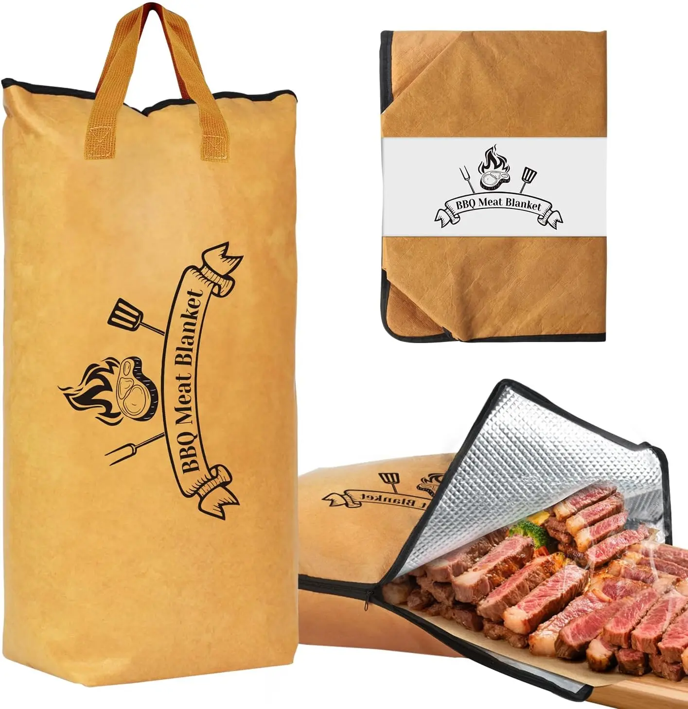 BBQ Blanket for Resting Meat: Insulated  Blanket & Brisket Rest Bag,  Meat Warmer for BBQ Compatible with Traeger & Pit Boss Smokers BBQ  for Dad Grillers (Tan)