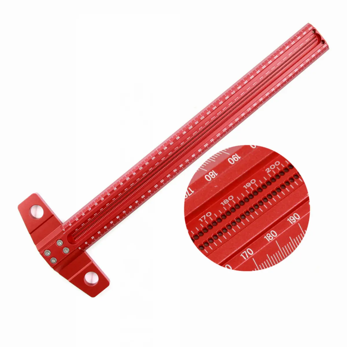 300-500mm Precision Marking T-Ruler, Aluminum Alloy Woodworking Scribe Marking Gauge, Deluxe Cross-Hole Scribing Ruler Measuring Tool, Hand Measuring Tool, Measuring Instrument