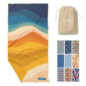 SUN'Y Waffle Microfiber Beach Towel - Sand Free, Quick Dry, Ultra Absorbent, Lightweight & Compact Travel Towel with Carry Bag - Large 63"x31.5" for Child