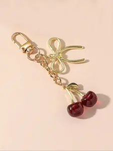 Cute Cherry & Bowknot Design Keychain, Fashionable Alloy Keychain for Women & Girls, Trendy All-match & Exquisite Keychain for Birthday Gift, Cute Charms Keychain