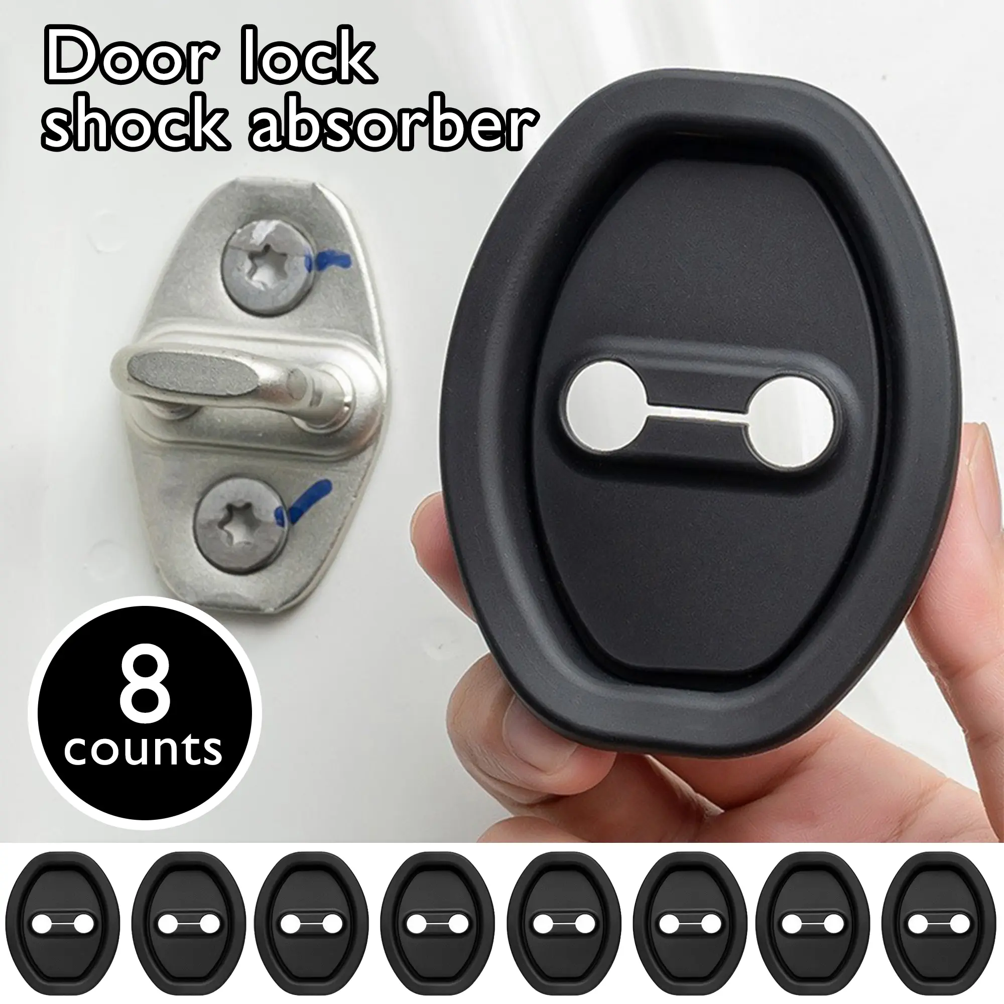 8-Count Silicone Door Latch Lock Cover for Home & Car - Security Protection, Sound Insulation, Noise Reduction, Rattle Prevention, Waterproof, Adhesive Back