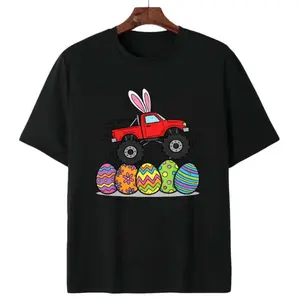 Easter Monster Truck Bunny Ears Crashing Easter Eggs Funny Kids Graphic T Shirt