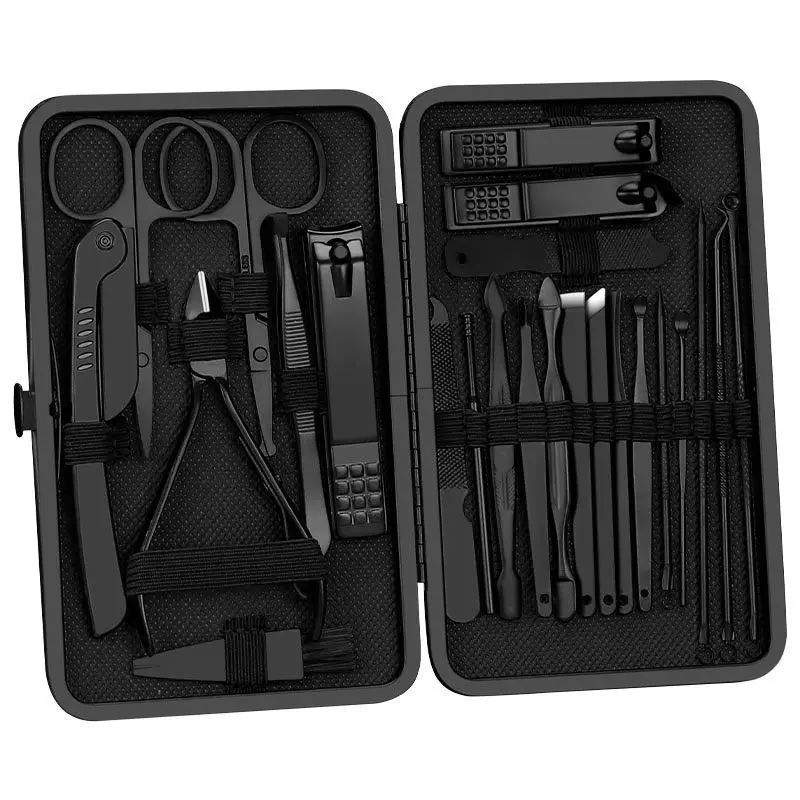 Adults' 24-Piece Multi-Function Nail Grooming Kit Set - Nail Supplies with Cutter, Ear Scoop, Diagonal Clippers, Nose Hair Clippers, Tweezers, Cuticle Remover for Neatness & Cuticle Care