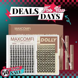MaxComfi DOLLY & Mira Eyelash Clusters Kit, Bunny Style Comic Manga Lashes, Waterproof & Long-Lasting with Super Soft Thin Band, Beginner-Friendly DIY Lashes, Lash Clusters