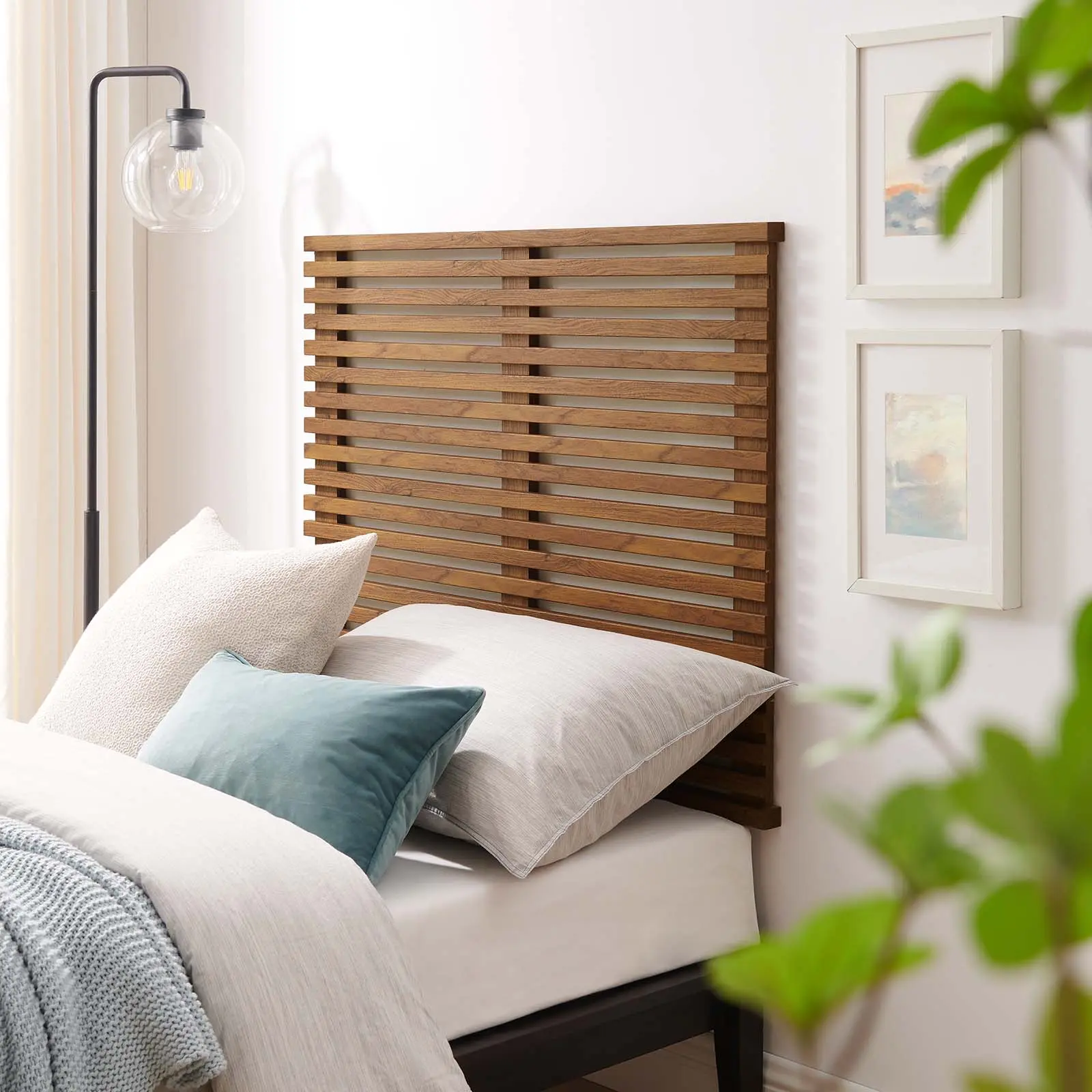 Modway Render Wall Mounted Headboard, Twin-Size, Walnut Finish Indoor Furniture
