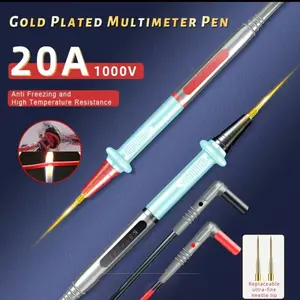 Universal Multimeter Probe Silicone Test Wire Set, Gold-Plated Pen Tip, Supports 1000v 10a 20a, Ideal for Electrical Testing