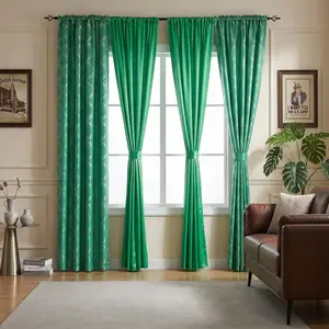 Window Wear, 4 Piece 52x90 Inch Rod Pocket Curtain Combo Set, 2 Crinkled Satin Curtains & 2 Diamond Pattern Jacquard Curtains, Mixed Style Window Drapes for Home Decoration DA01 02, Light Filtering Curtains