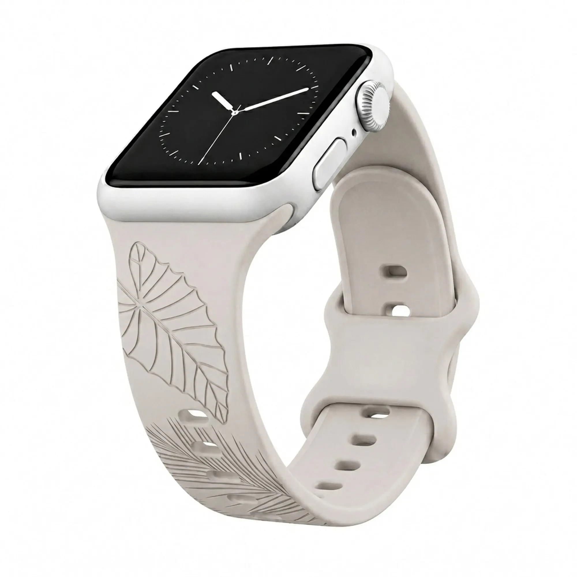 Champagne Tropical Medley Engraved Silicone Watchband Compatible with Apple Watch - SMALL WATCH - 38/40/41mm (42mm Series 10 & 11)