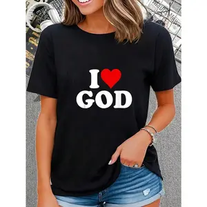 100% Cotton Casual Tshirt LOVE OF JESUS CHRIST TEES I Love God In The Heart T-Shirt graphic tees men crop tops summer outfits for men summer tops T-Shirt